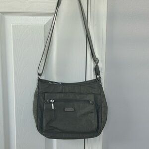 Baggallini Crossbody Bag Gray Nylon Adjustable Strap with Blue Lining